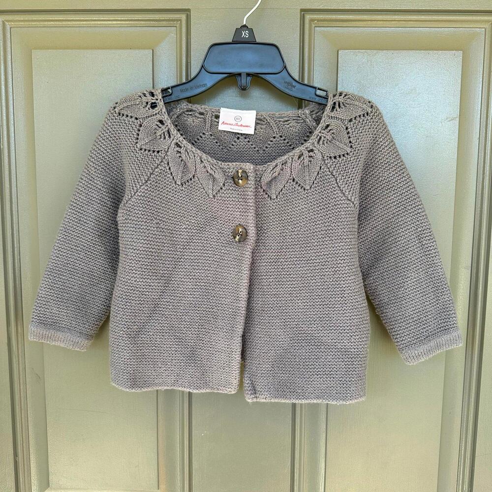 Hanna Andersson Grey Wool Blend Cardigan 80 18-24 Months